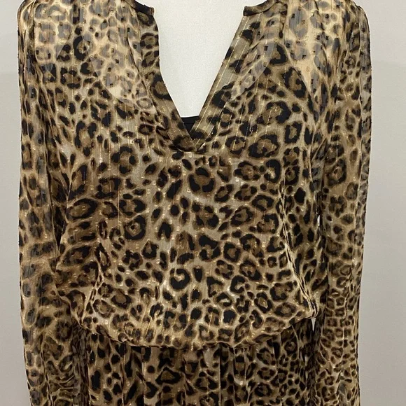 White House Black Market Leopard Print Long Sleeve Dress - Picture 5 of 9
